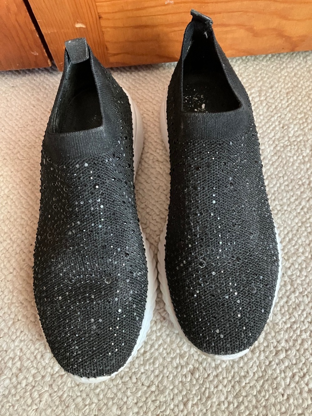 Atalina black sparkly slip-ons, women’s 7